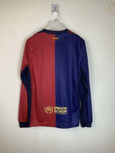 Long Sleeve Barca Camisetas de Futbol 2024-2025 Barcelona Home Soccer Jersey