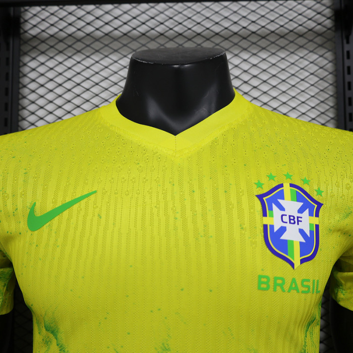 Player Version 2024 Brazil Yellow Special Edition Soccer Jersey Brasil Football Shirt