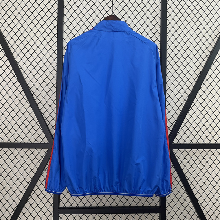 2024 Italy Blue/White Trench Coat Soccer Reversible Windbreaker Jacket Football Jacket