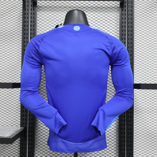 Long Sleeve with FIFA World Champions 2022 Patch Player Version Argentina 2024 Away Blue Soccer Jersey Camisetas de Futbol