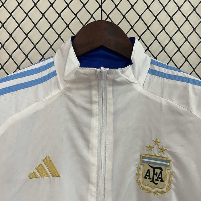 2024 Argentina Blue/White Trench Coat Soccer Reversible Windbreaker Jacket Football Jacket
