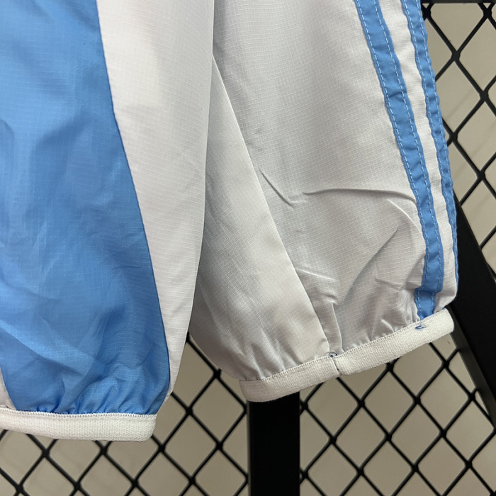 2024 Argentina Blue/White Trench Coat Soccer Reversible Windbreaker Jacket Football Jacket