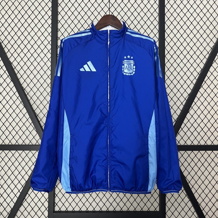 2024 Argentina Blue/White Trench Coat Soccer Reversible Windbreaker Jacket Football Jacket