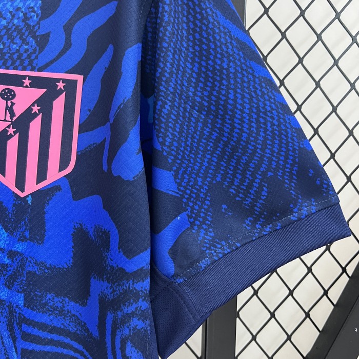 Fan Version 2024-2025 Atletico Madrid Third Away Dark Blue Soccer Jersey Football Shirt