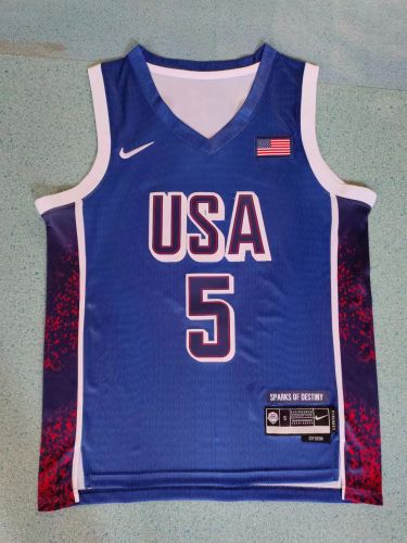 USA 5 EDWARDS Dark Blue NBA Shirt United States Basketball Jersey