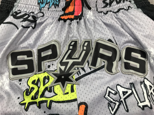 with Pocket San Antonio Spurs Grey NBA Shorts Graffiti Basketball Shorts