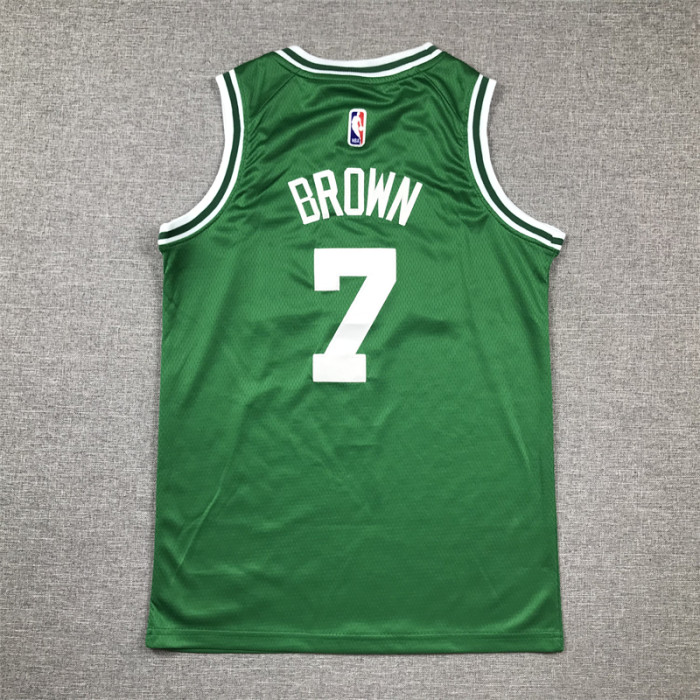 Youth Kids 2024 City Editon Boston Celtics 7 BROWN Green NBA Jersey Basketball Shirt