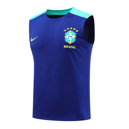 Fan Version 2024 Brazil Blue Soccer Vest