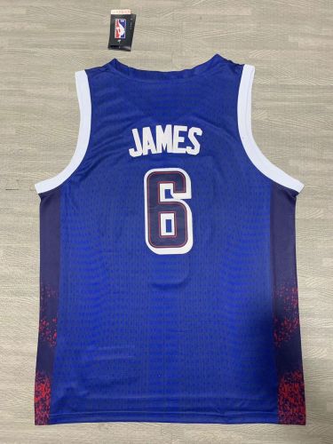 USA JAMES 6 Dark Blue NBA Shirt United States Basketball Jersey