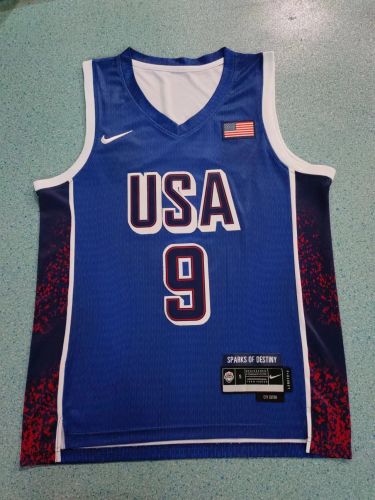 USA HALBURTON 9 Dark Blue NBA Shirt United States Basketball Jersey