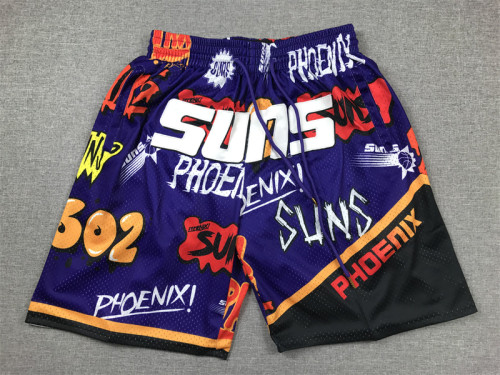 with Pocket Phoenix Suns Purple NBA Shorts Graffiti Basketball Shorts