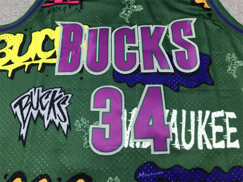 Mitchell&ness 2000-01 Milwaukee Bucks 34 RAY ALLEN Green NBA Shirt Basketball Jersey