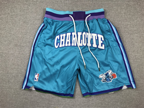 with Pocket Charlotte Hornets NBA Shorts Blue Basketball League Shorts