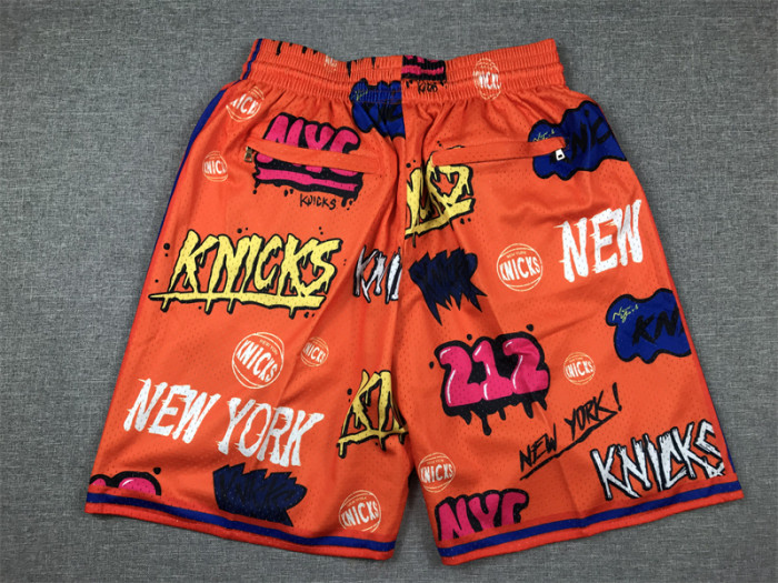 with Pocket New York Knicks Orange NBA Shorts Graffiti Basketball Shorts