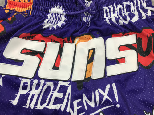 with Pocket Phoenix Suns Purple NBA Shorts Graffiti Basketball Shorts