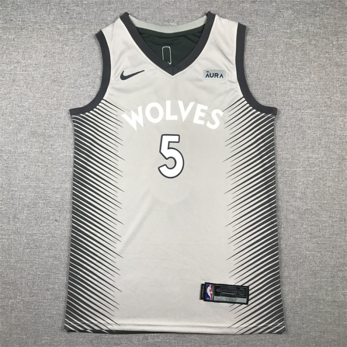 Minnesota Timberwolves 5 EDWARDS Grey NBA Jersey Basketball Shirt