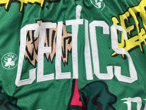 with Pocket Boston Celtics NBA Shorts Green Graffiti Basketball Shorts