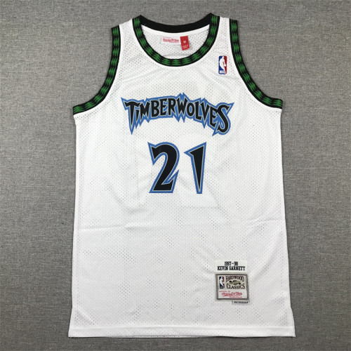 Mitchell&Ness Minnesota Timberwolves 1997-98 21 KEVIN GARNETT NBA Jersey White Basketball Shirt