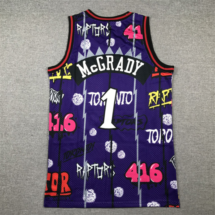 Mitchell&Ness 1998-99 Toronto Raptors 1 McGRADY Purple NBA Jersey Basketball Shirt