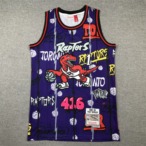 Mitchell&Ness 1998-99 Toronto Raptors 1 McGRADY Purple NBA Jersey Basketball Shirt
