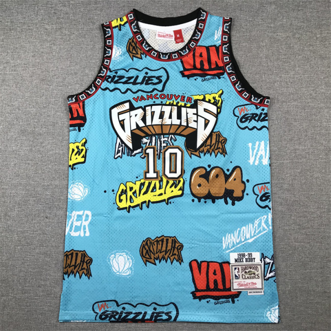 Mitchell&ness 1998-99 Memphis Grizzlies 10 MIKE BIBBY Blue NBA Jersey Basketball Shirt