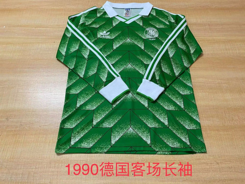 Long Sleeve Retro Jersey 1990 Germany Green Vintage Soccer Jersey