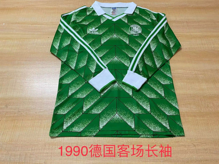 Long Sleeve Retro Jersey 1990 Germany Green Vintage Soccer Jersey