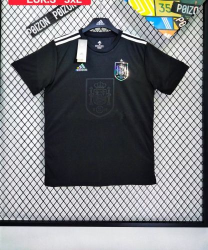 Spain 2024 Black Bling Logo T-shirt Football Shirt