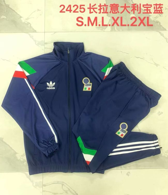 2024 Itlay Blue Soccer Windbreaker Jacket and Pants Football Tracksuit