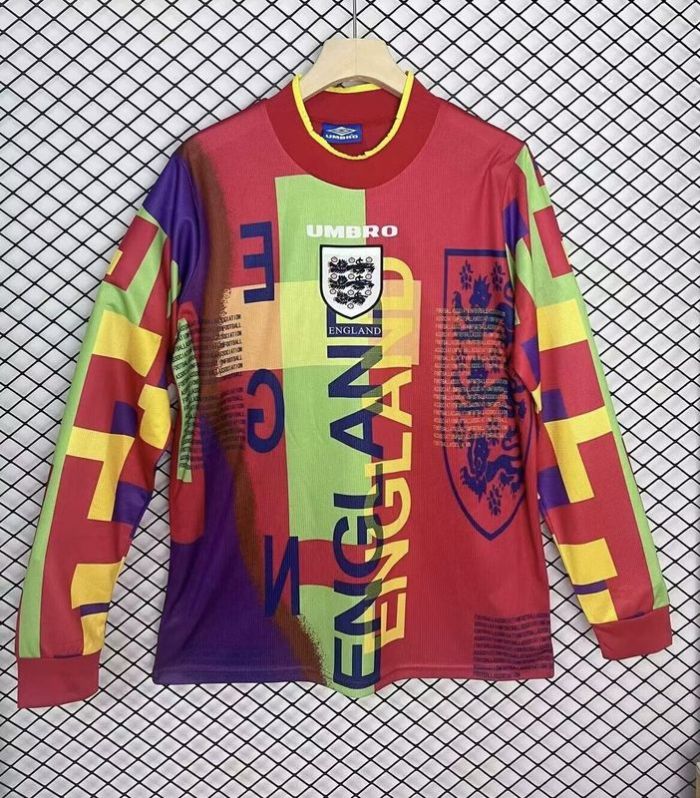 Retro Jersey Long Sleeve 1996 England Orange Goalkeeper Soccer Jersey Vintage Football Shirt