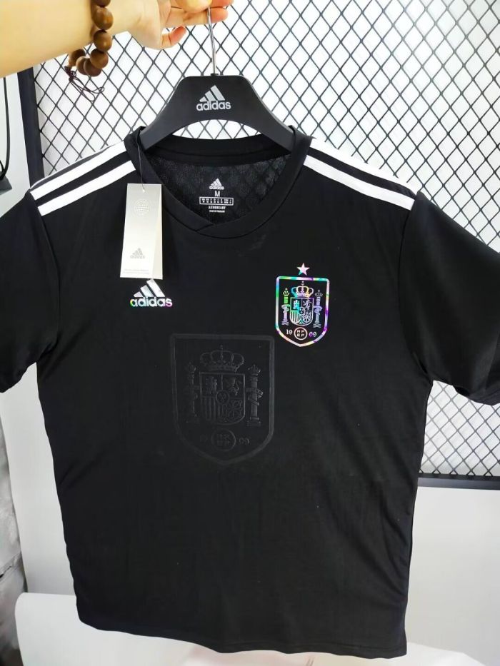 Spain 2024 Black Bling Logo T-shirt Football Shirt