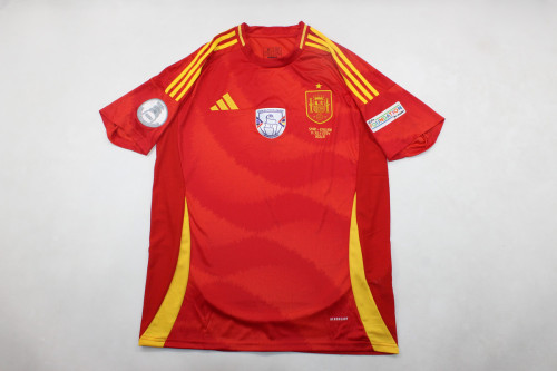 with Front Lettering+UEFA NATIONS LEAGUE WINNER 2023 Patch+Euro 2024 Champions Badge Fan Version Spain 2024 Final Home Soccer Jersey España Camisetas de Futbol