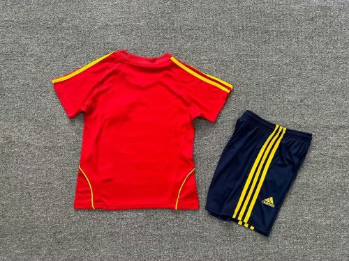 Retro Youth Uniform Kids Kit 2008 Spain Home Soccer Jersey Shorts Child Football Set
