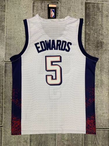 USA EDWARDS 5 White NBA Shirt United States Basketball Jersey