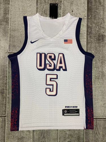 USA EDWARDS 5 White NBA Shirt United States Basketball Jersey