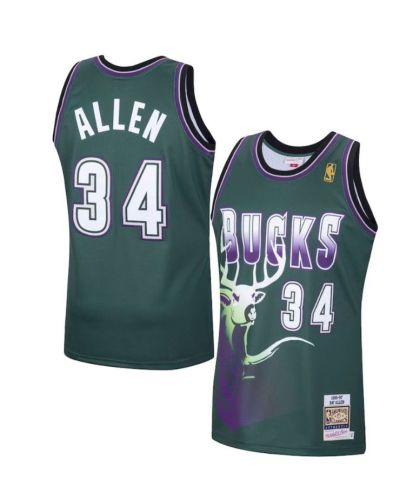 Mitchell&ness 1995-97 Milwaukee Bucks 34 RAY ALLEN Green NBA Shirt Basketball Jersey