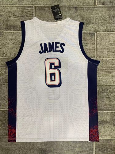 USA JAMES 6 White NBA Shirt United States Basketball Jersey