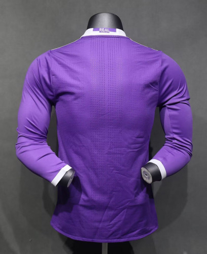 Player Version Long Sleeve Retro Jersey 2016-2017 Real Madrid Away Purple Soccer Jersey