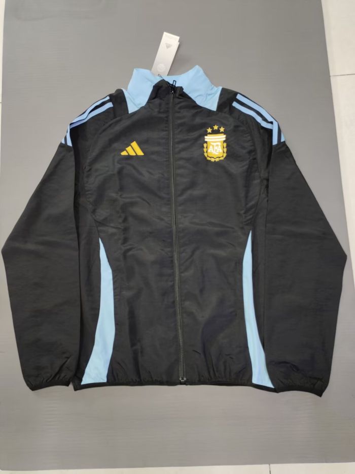 2024 Argentina Black/Blue Soccer Windbreaker Jacket Football Jacket