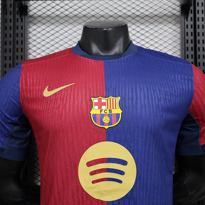 with new Sponor Logo Barca Camisetas de Futbol Player Version 2024-2025 Barcelona Home Soccer Jersey