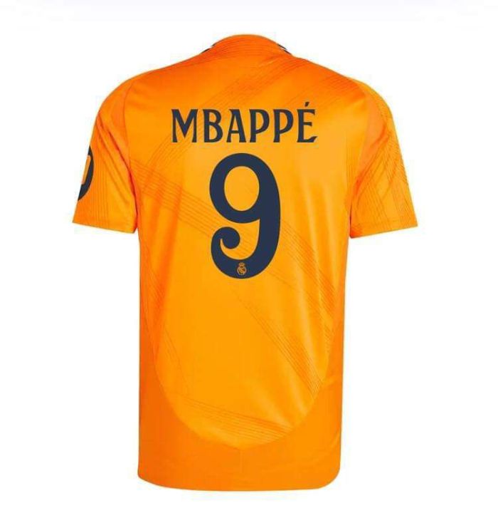 Player Version 2024-2025 Real Madrid MBAPPE 9 Away Orange Soccer Jersey Real Football Shirt