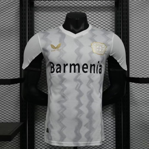 Player Version 2024-2025 Bayer 04 Leverkusen Away White Soccer Jersey Football Shirt