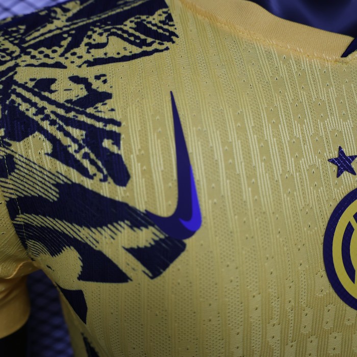 without Sponor Logo Player Version 2024-2025 Inter Milan Third Away Yellow Soccer Jersey Football Shirt