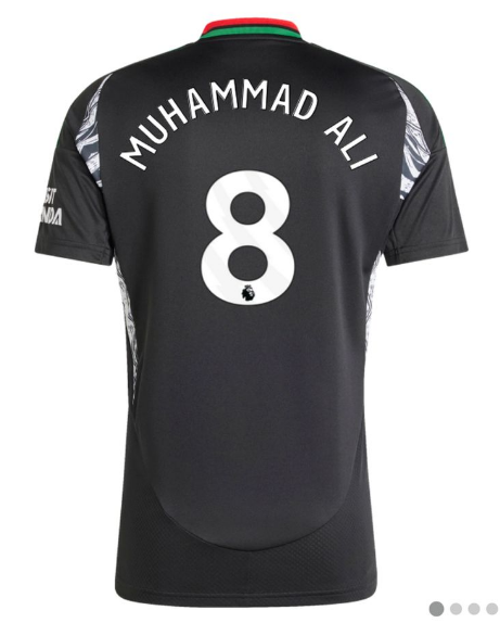 Fan Version Arsenal 2024-2025 MUHAMMAD ALI 8 Away Black Soccer Jersey Football Shirt