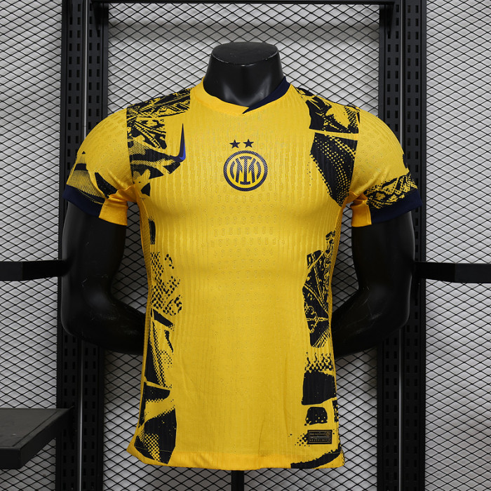 without Sponor Logo Player Version 2024-2025 Inter Milan Third Away Yellow Soccer Jersey Football Shirt