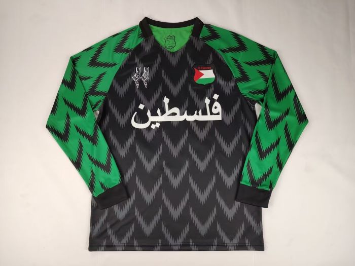 Long Sleeve 2024 Palestine Black/Green Soccer Jersey FC Palestina Football Shirt