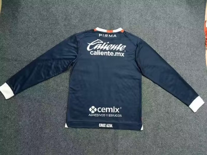 Long Sleeve 2024-2025 Cruz Azul Dark Blue/White Goalkeeper Soccer Jersey Football Shirt