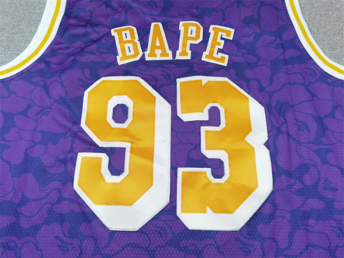 Los Angeles Lakers 93 BAPE Purple NBA Jersey Basketball Shirt