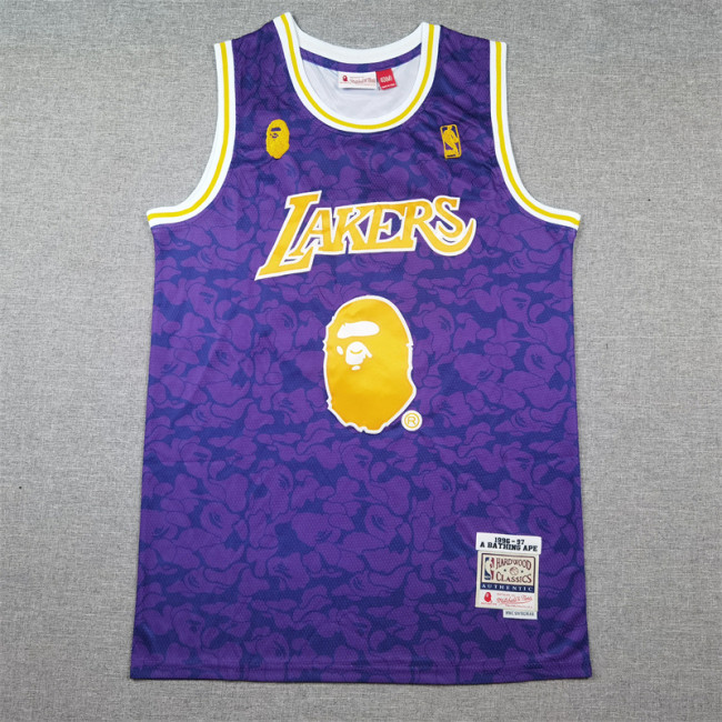 Los Angeles Lakers 93 BAPE Purple NBA Jersey Basketball Shirt