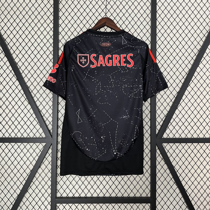 with Sponor Logo Fan Version 2024-2025 Benfica Away Black Soccer Jersey Football Shirt